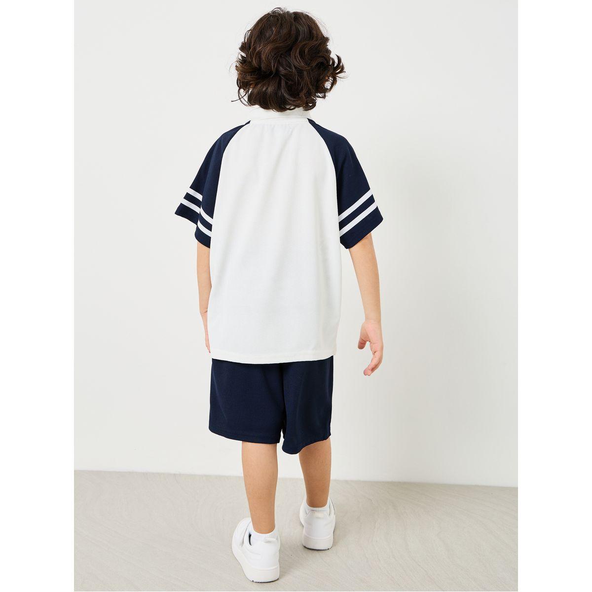 Styli Oversized Contrast Striped Polo T-shirt and Short Set-boys-clothing-setsandcoords-image-5