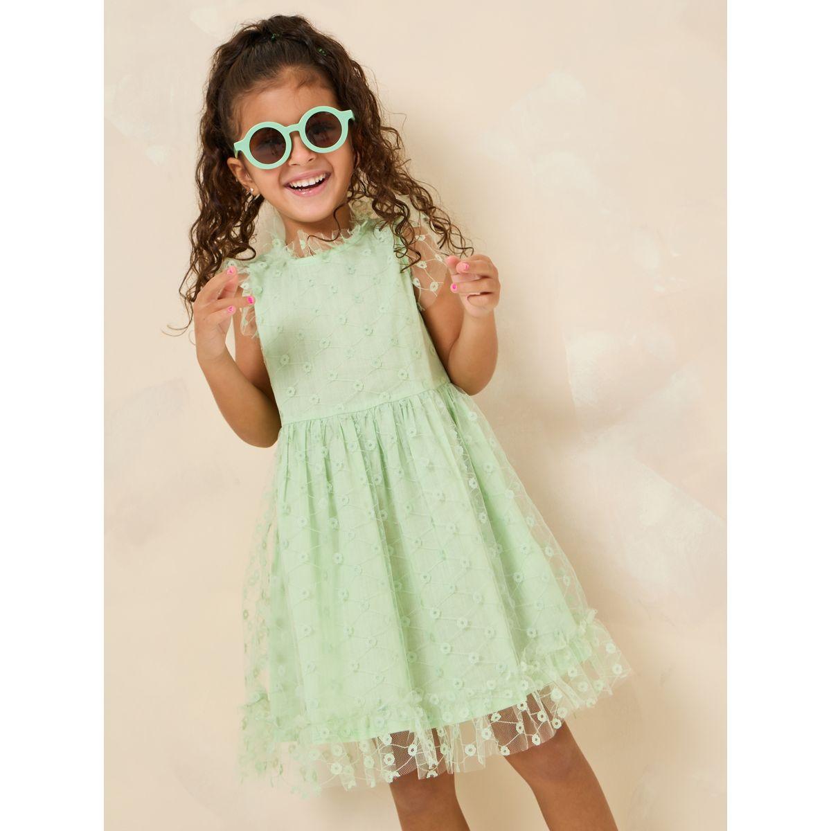 Styli Embroidered Mesh Insert Occasional Dress-girls-clothing-dressesandjumpsuits-image-3