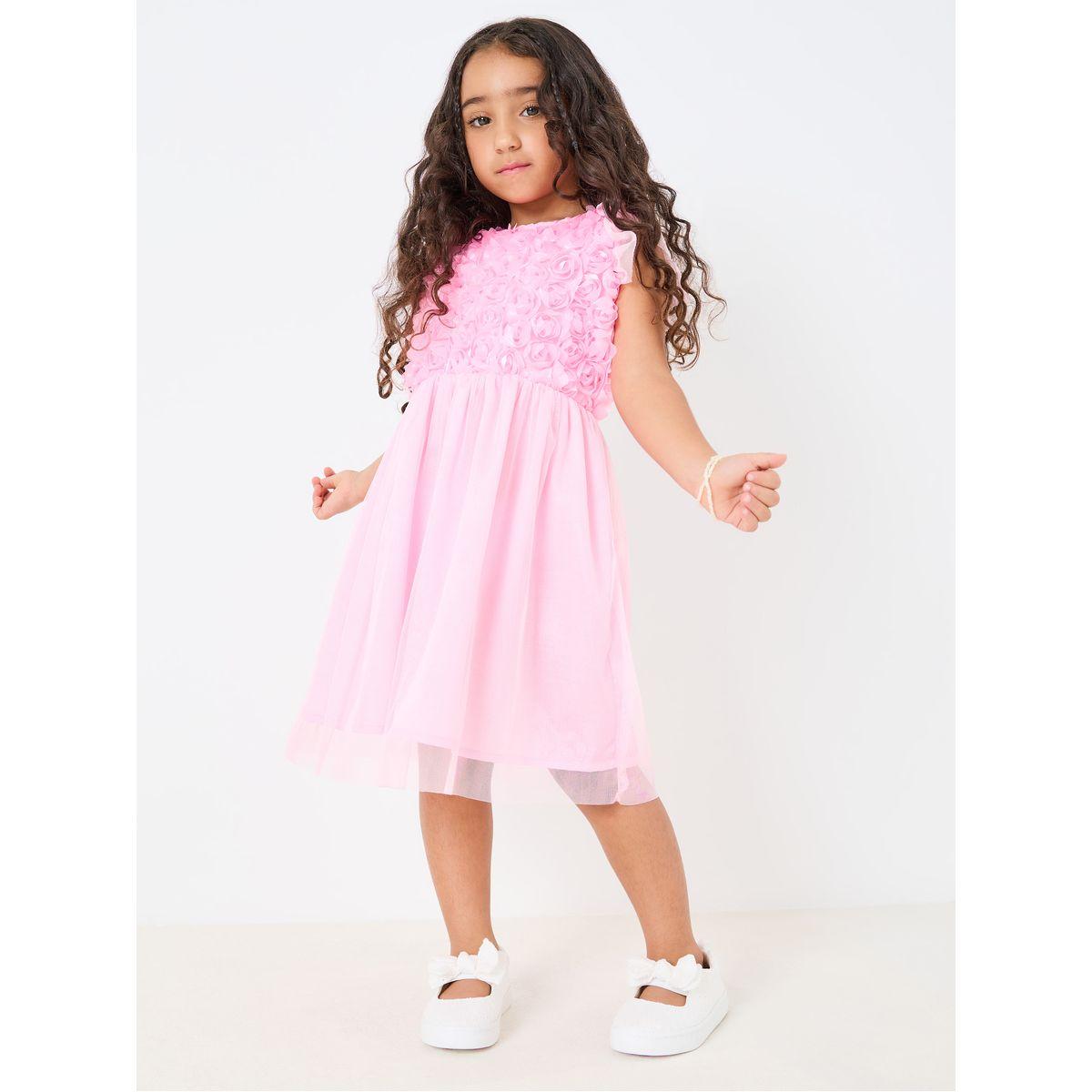 Styli Floral Applique Mesh Detail Midi Dress-girls-clothing-dressesandjumpsuits-image-1
