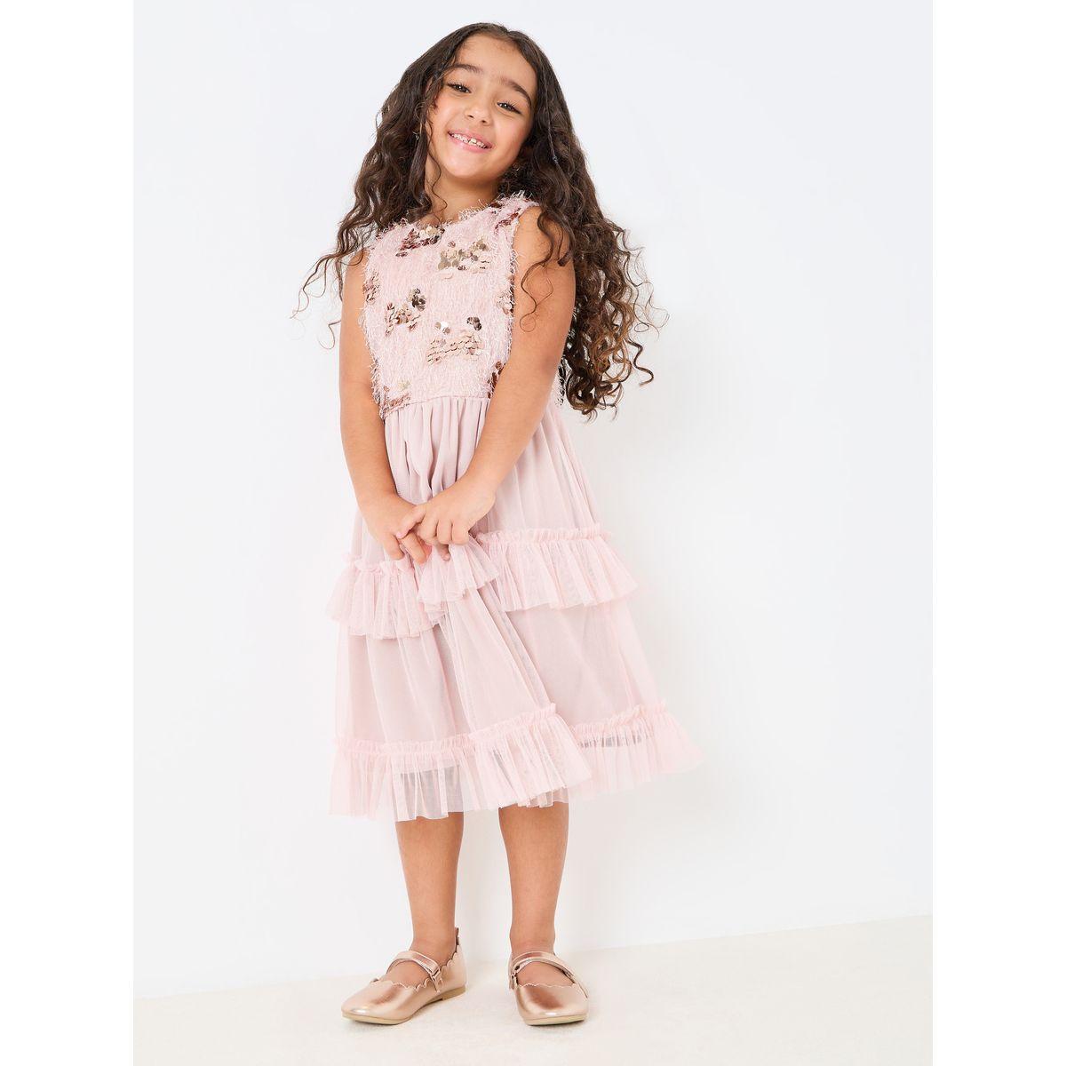 فستان مزين بالترتر وتفاصيل كشكش-girls-clothing-dressesandjumpsuits-image-1