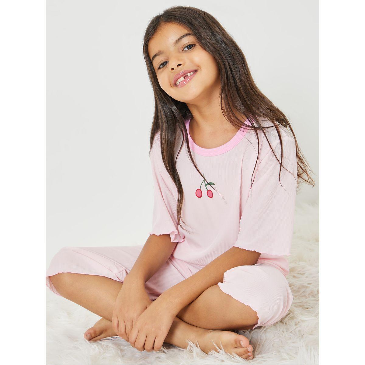 طقم بيجاما من ( تيشيرت + بنطال )-girls-clothing-nightwear-image-1