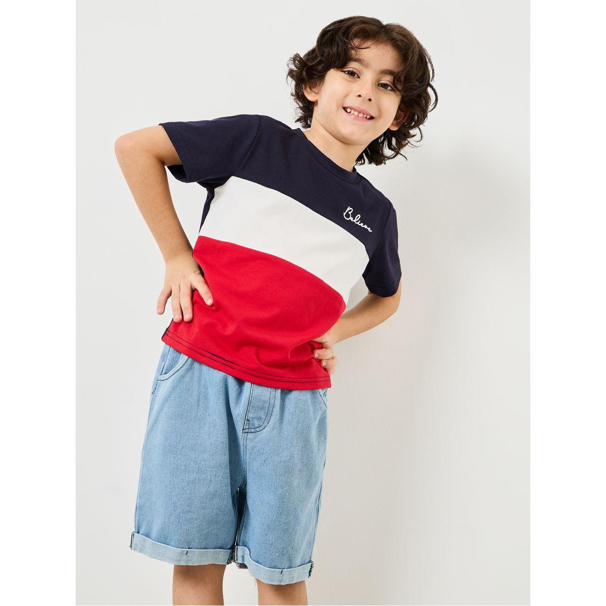 Styli Colorblock T-shirt and Denim Short Set-boys-clothing-setsandcoords-image-2