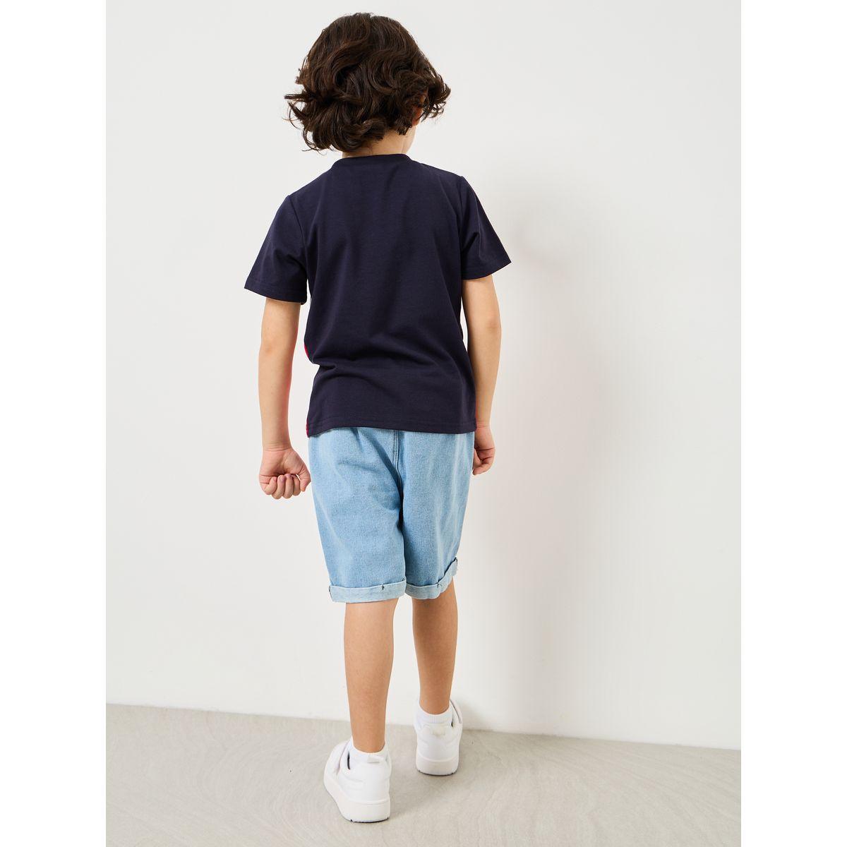 طقم من ( شورت دنيم + تيشيرت )-boys-clothing-setsandcoords-image-6