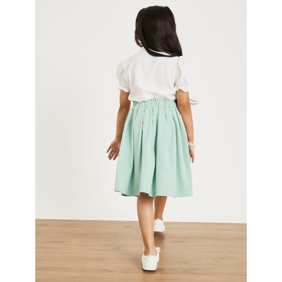Styli Floral Embroidered Ruffle Detail Top & Pleated Skirt Set-girls-clothing-setsandcoords-image-6