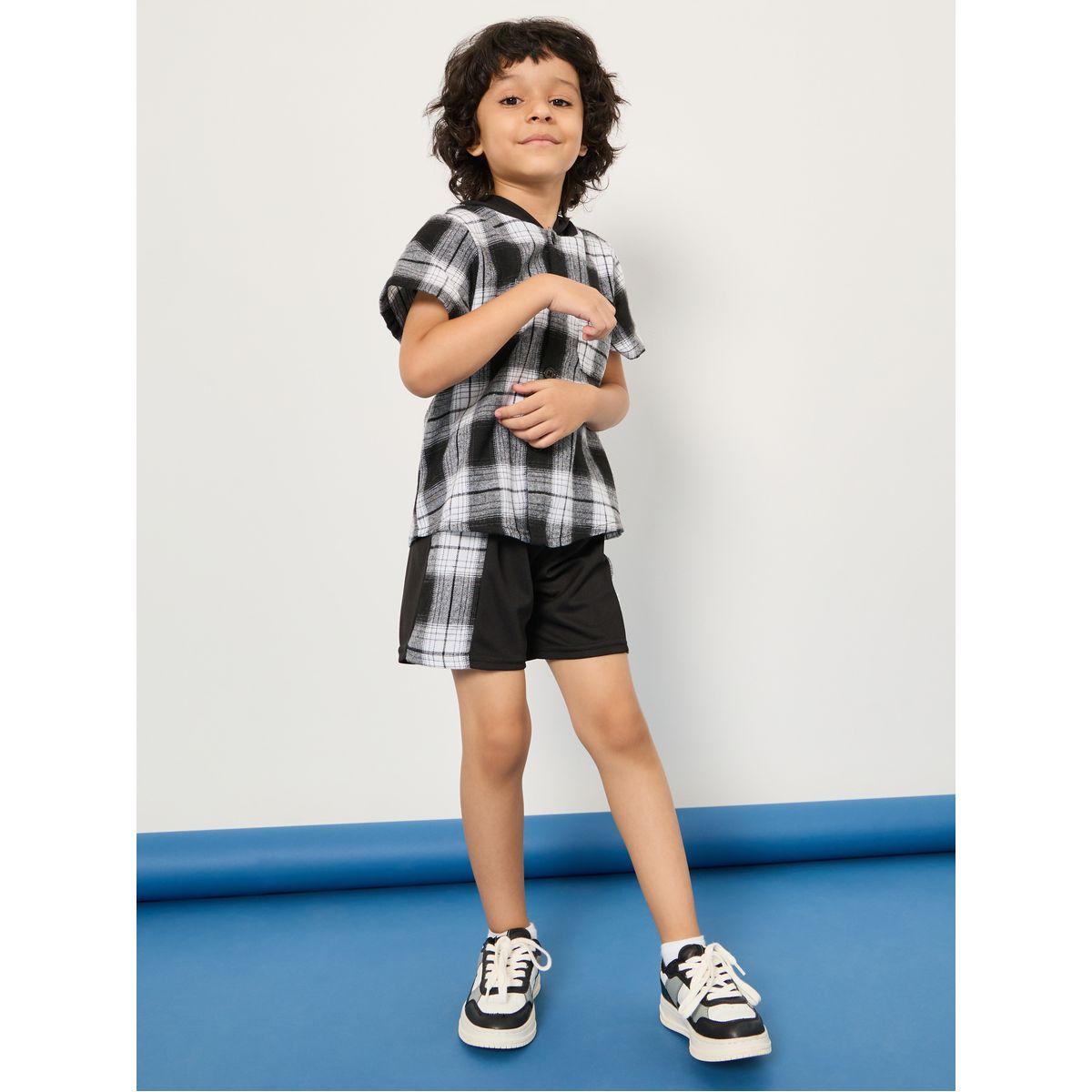 Styli Plaid Hooded Top & Shorts Set-boys-clothing-setsandcoords-image-2
