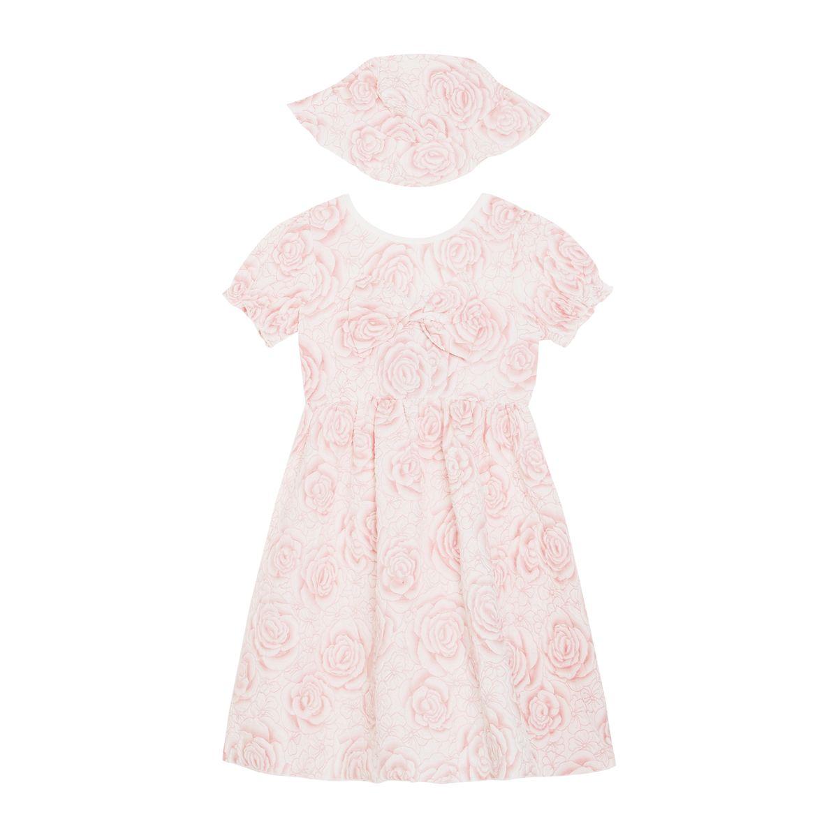 Styli Floral Print Puff Sleeve Mini Dress With Hat-girls-clothing-dressesandjumpsuits-image-1
