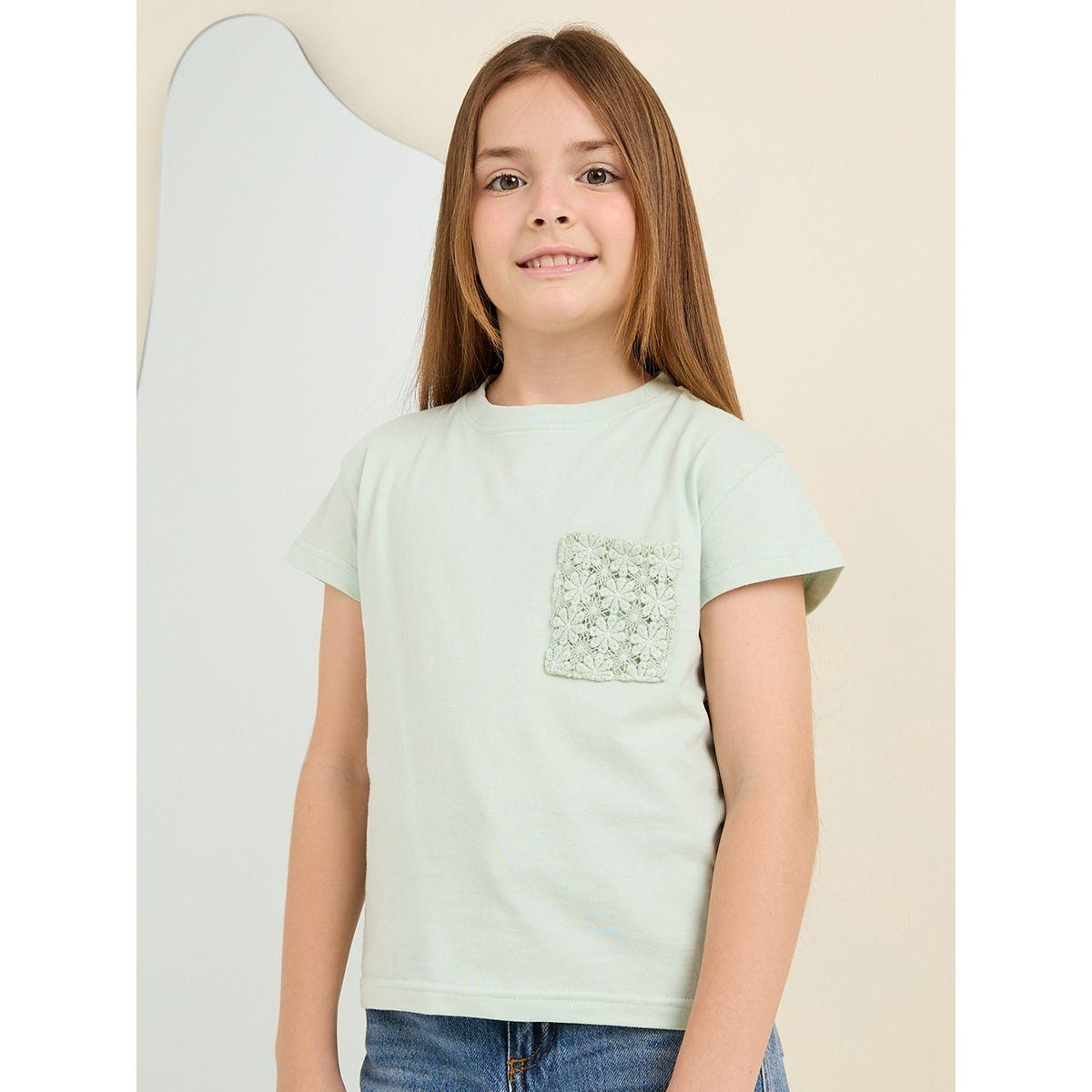Styli Elevate Crochet Pocket Detail T-Shirt-girls-clothing-tshirts-image-3