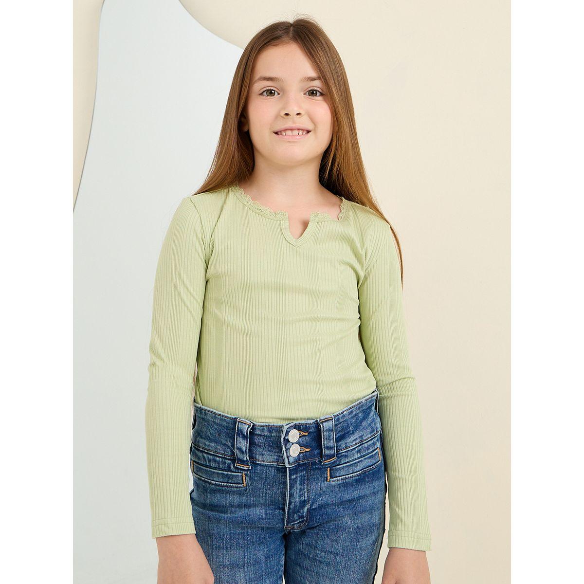 Styli Elevate Lace Insert Ribbed T-Shirt-girls-clothing-tshirts-image-1