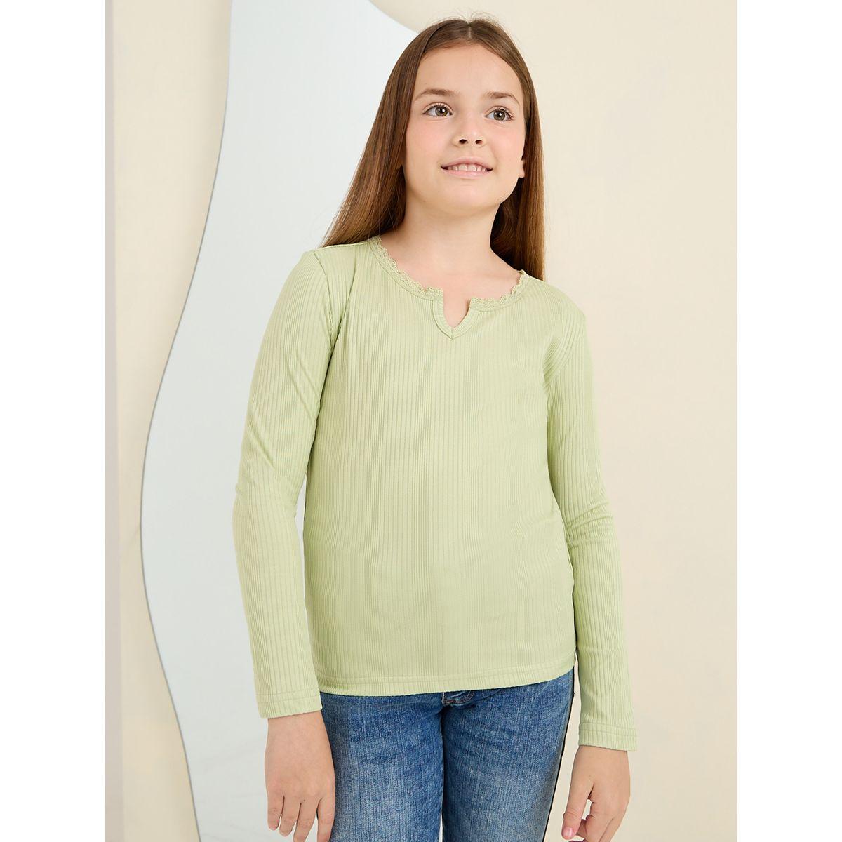 Styli Elevate Lace Insert Ribbed T-Shirt-girls-clothing-tshirts-image-3