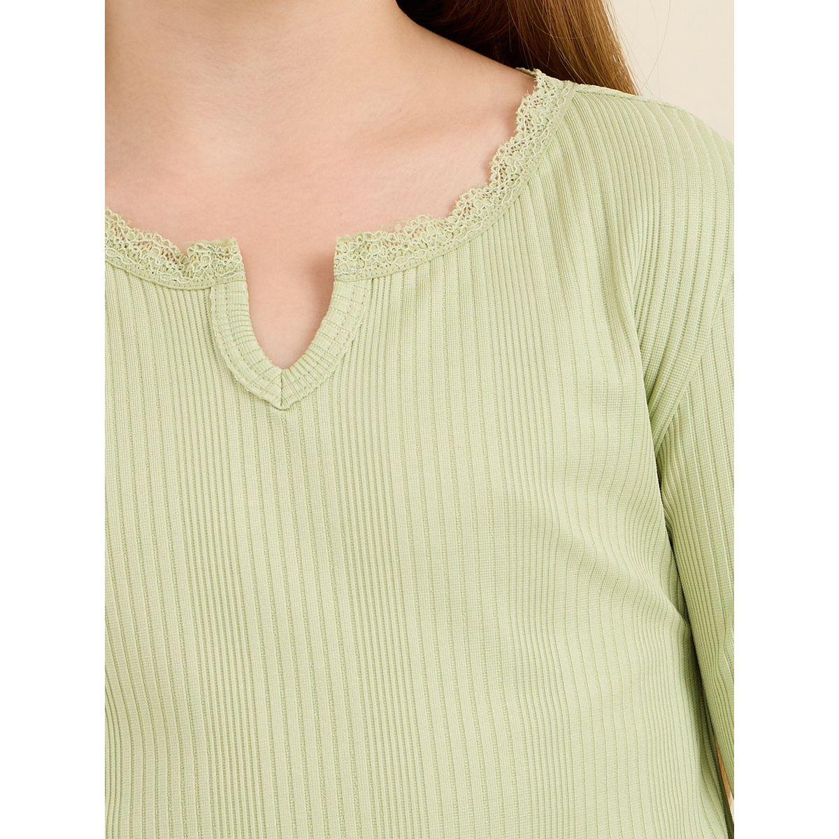 Styli Elevate Lace Insert Ribbed T-Shirt-girls-clothing-tshirts-image-4