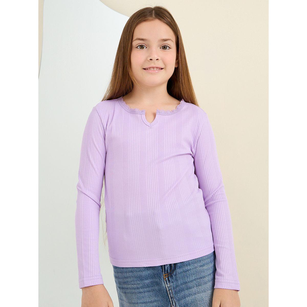 Styli Elevate Lace Insert Ribbed T-Shirt-girls-clothing-tshirts-image-3