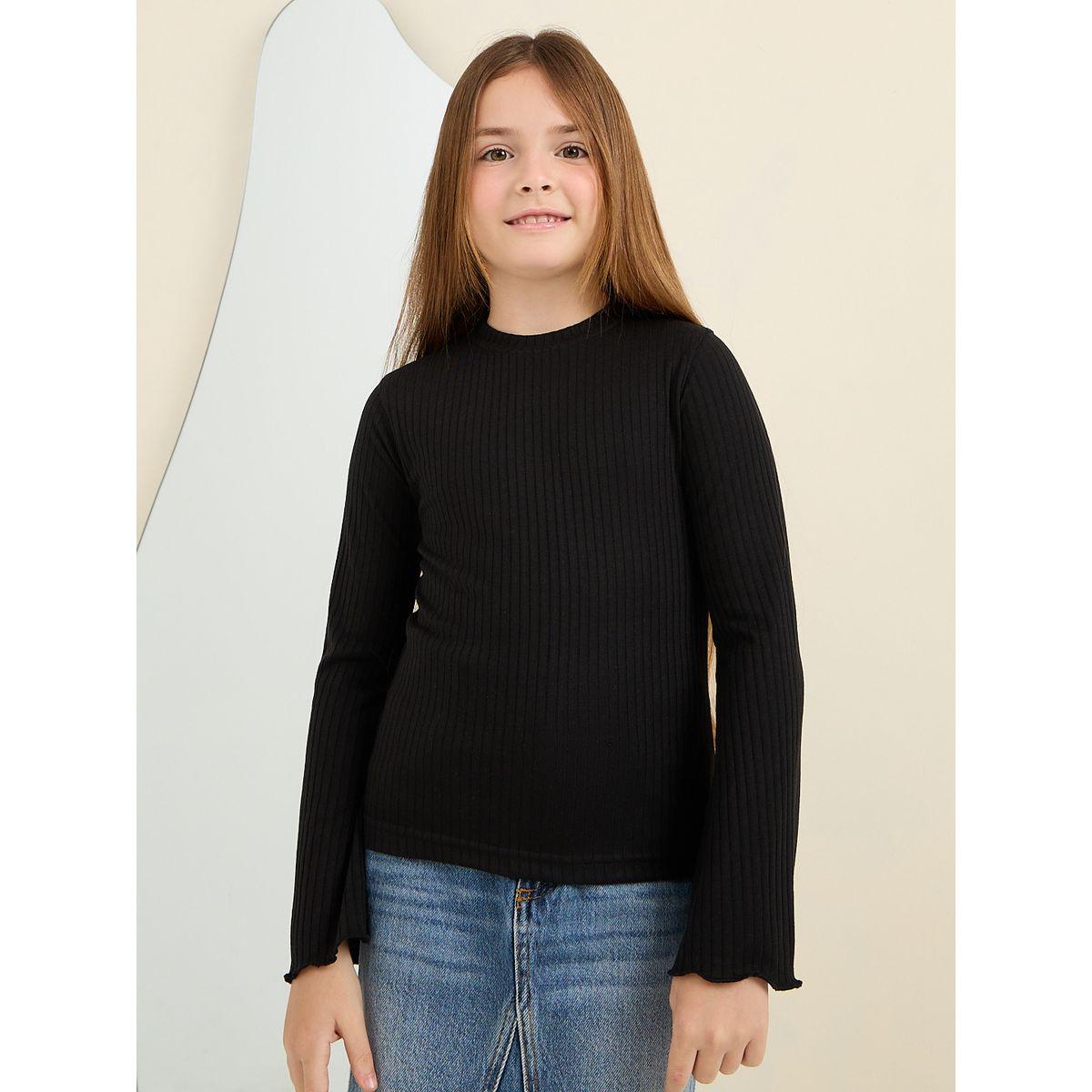 Styli Elevate Lettuce Edge Ribbed T-Shirt-girls-clothing-tshirts-image-3