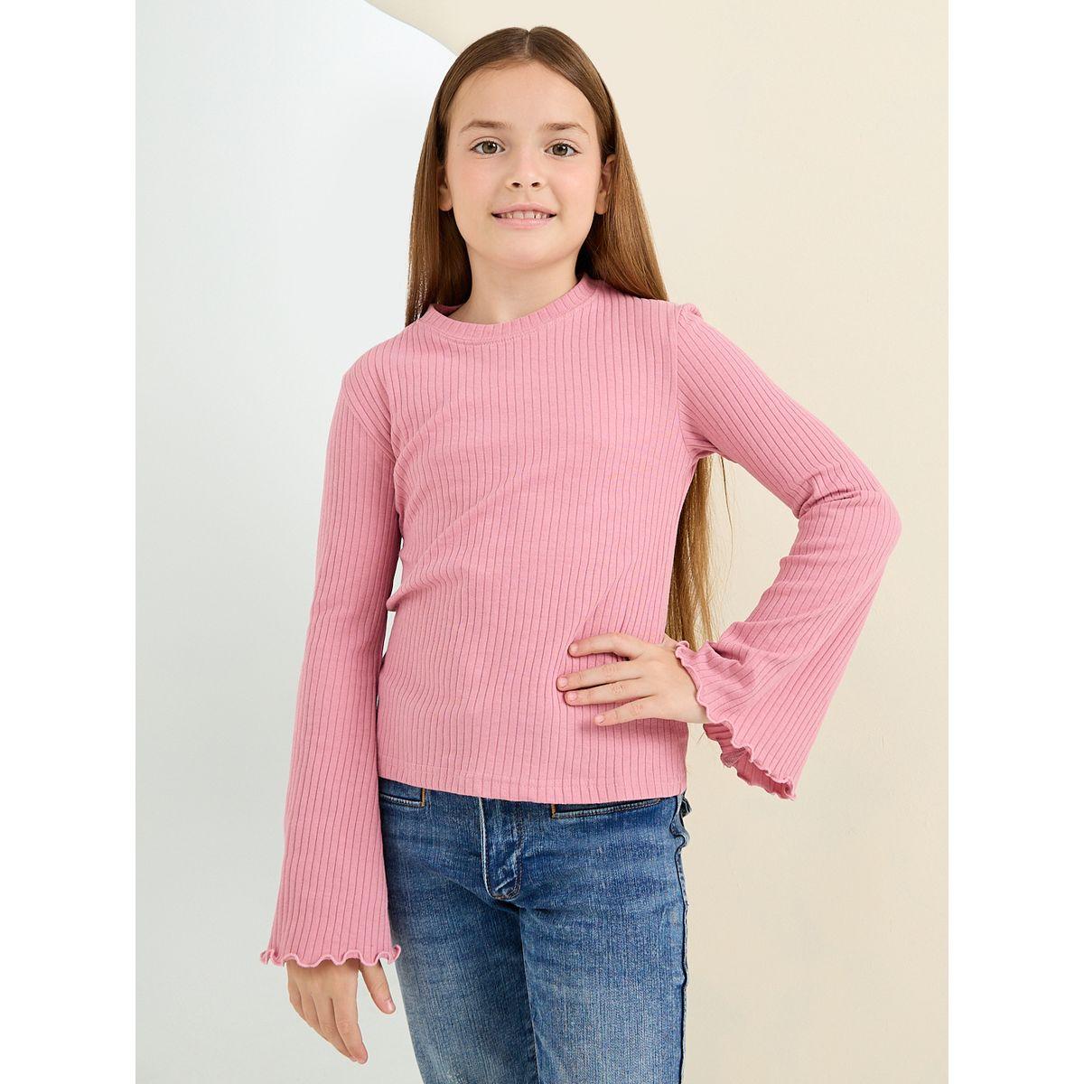 Styli Elevate Lettuce Edge Ribbed T-Shirt-girls-clothing-tshirts-image-3