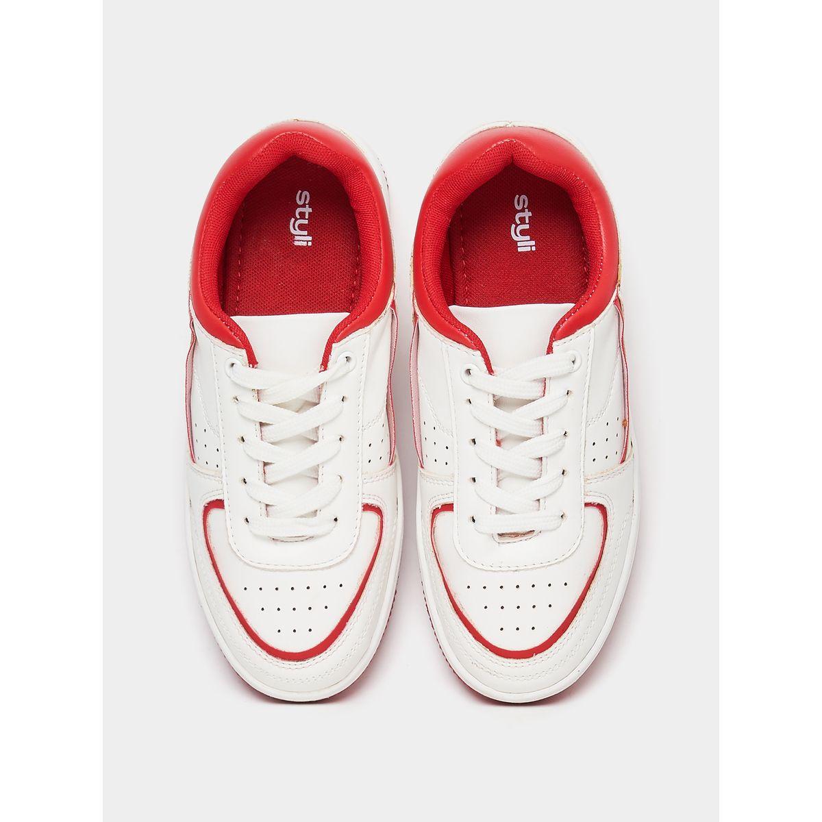 Styli Contrast Trim Lace Up Sneakers-girls-shoes-sneakers-image-4