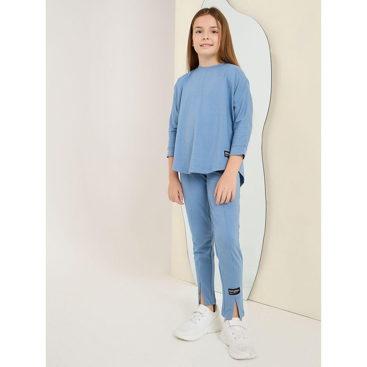 Styli Elevate 3/4 Sleeve Curved Hem T-Shirt & Leggings Set-girls-clothing-setsandcoords-image-2