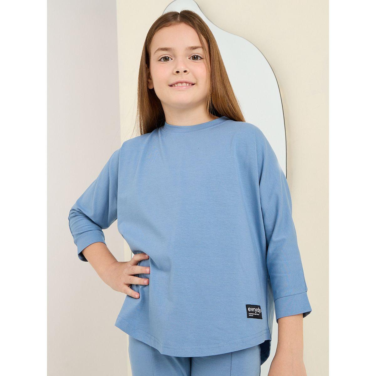 Styli Elevate 3/4 Sleeve Curved Hem T-Shirt & Leggings Set-girls-clothing-setsandcoords-image-3