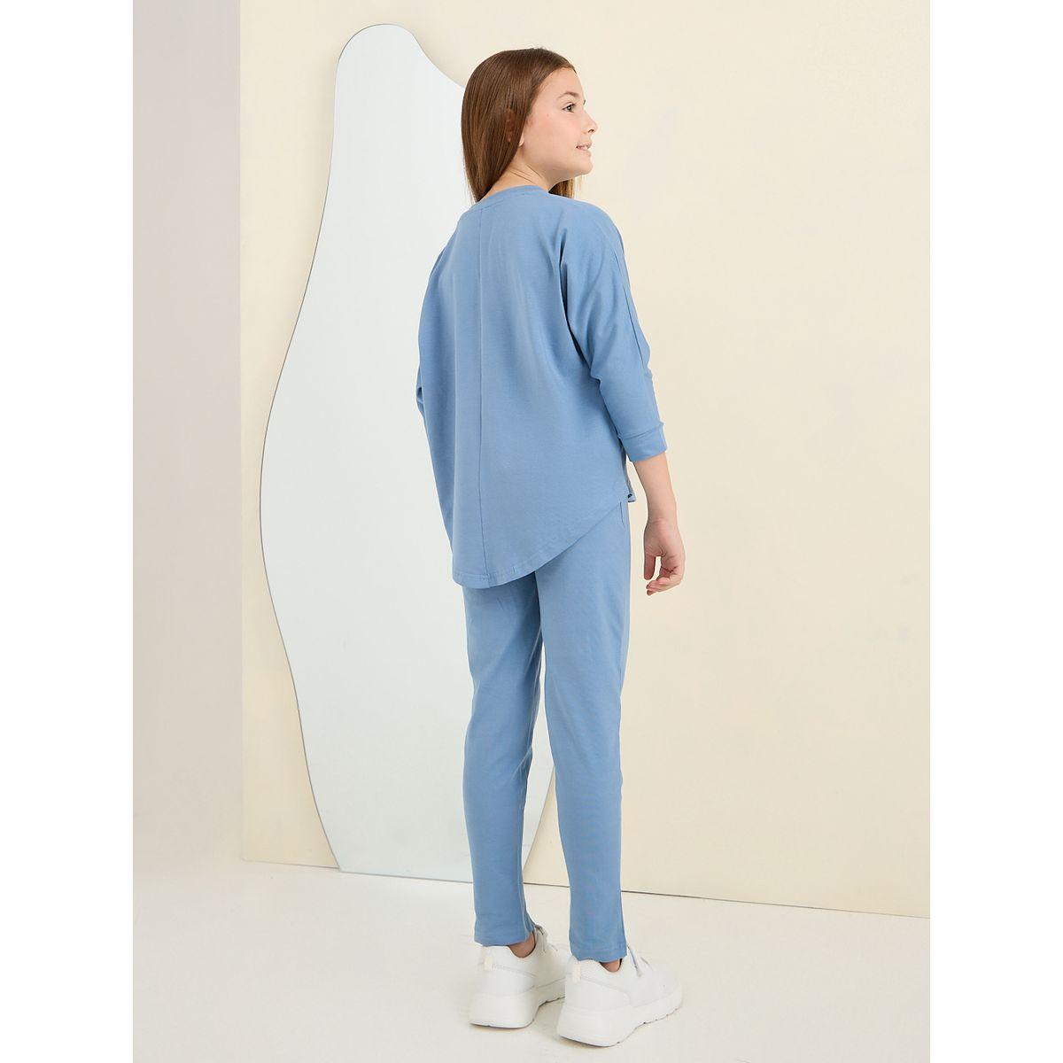 Styli Elevate 3/4 Sleeve Curved Hem T-Shirt & Leggings Set-girls-clothing-setsandcoords-image-6