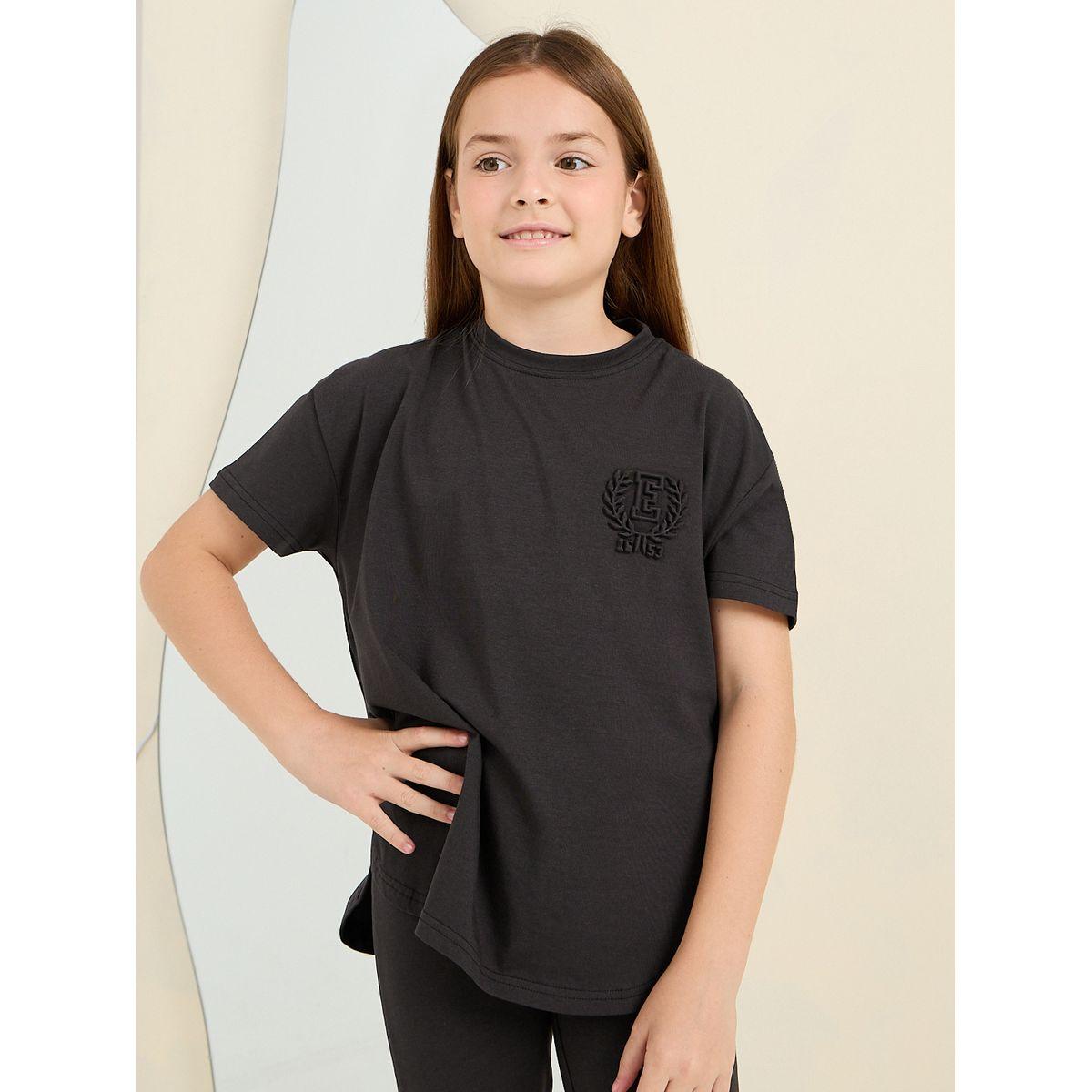 Styli Elevate Embossed Detail T-Shirt & Leggings Set-girls-clothing-setsandcoords-image-2