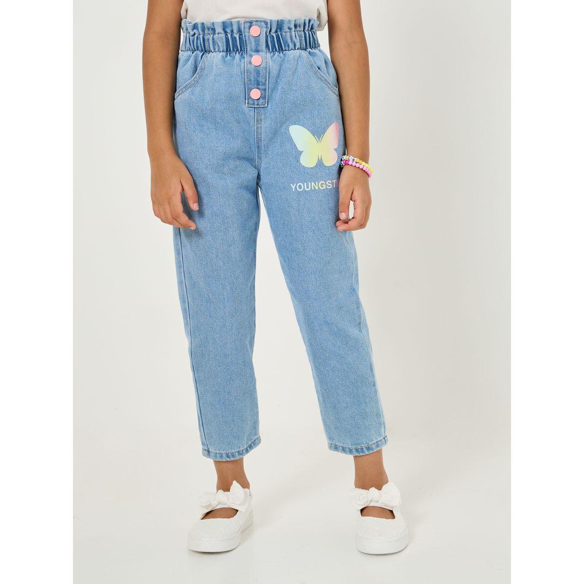 Styli Butterfly Graphic Button Detail Jeans-girls-clothing-bottoms-jeansandjeggings-image-2