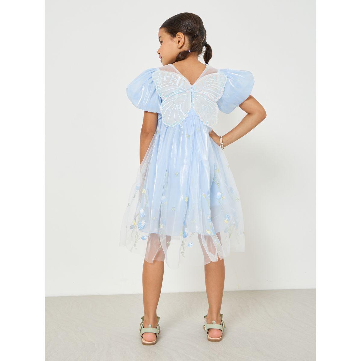 Styli Butterfly Applique Embroidery Mesh Dress-girls-clothing-dressesandjumpsuits-image-1