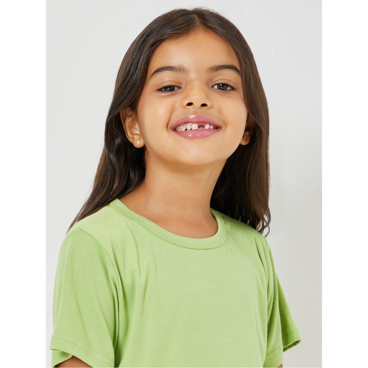 Styli Solid Round Neck T-Shirt & Shorts Set-girls-clothing-nightwear-image-3
