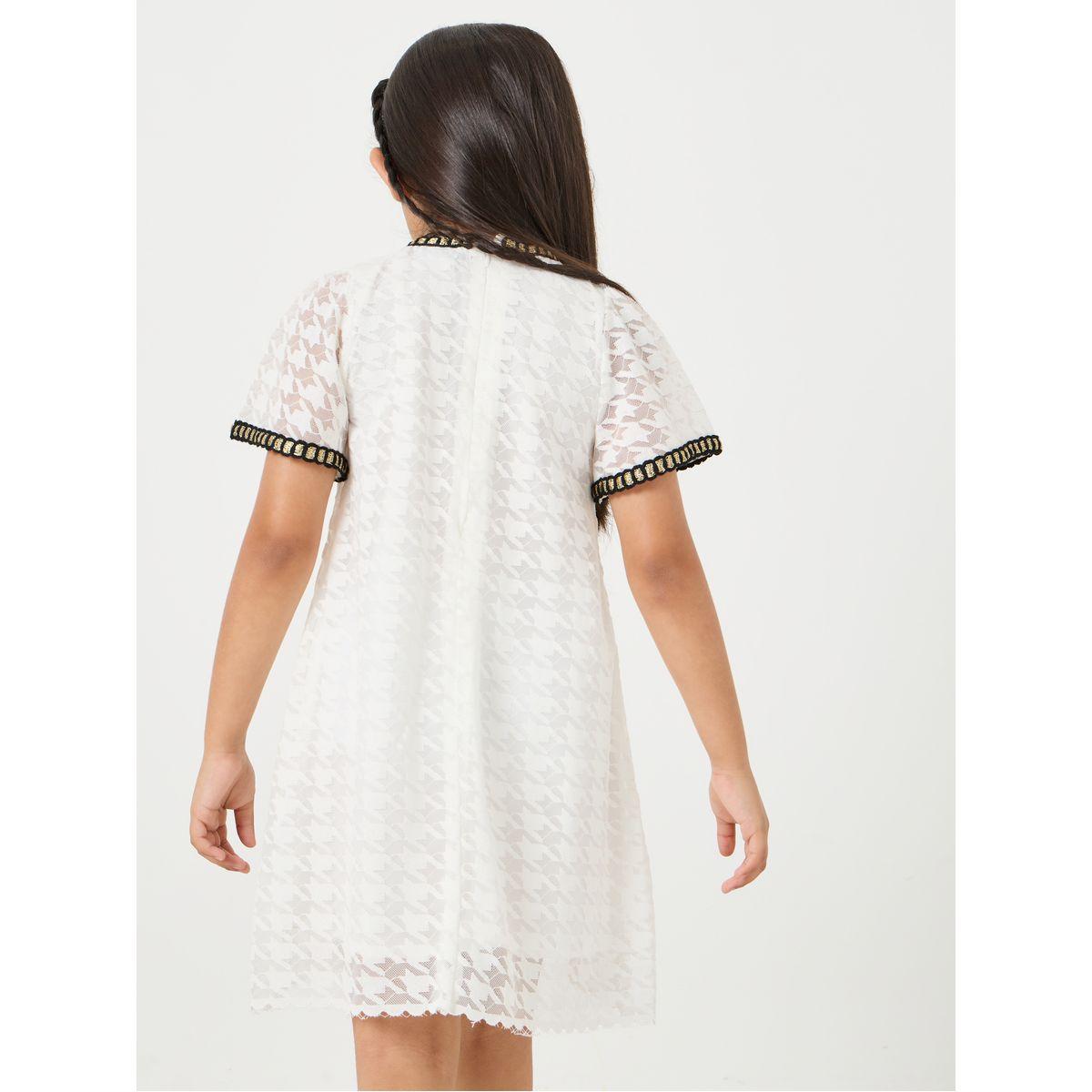 Styli Houndstooth Print Bow Detail Dress-girls-clothing-dressesandjumpsuits-image-4