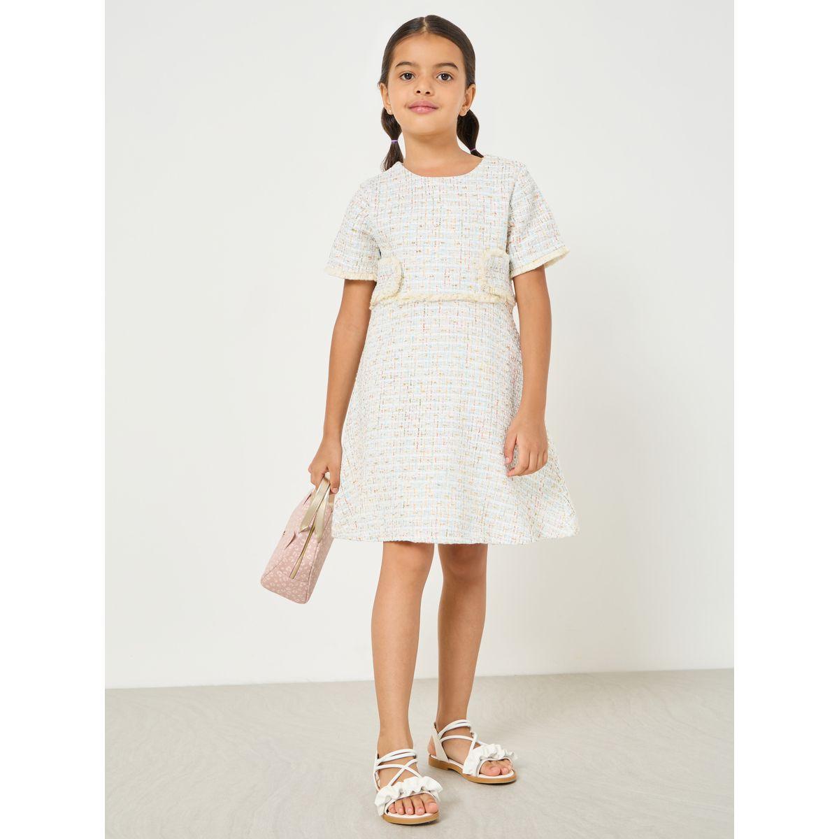 Styli Tweed Look Round Neck Dress-girls-clothing-dressesandjumpsuits-image-2