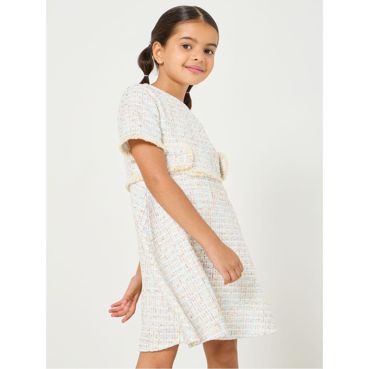 Styli Tweed Look Round Neck Dress-girls-clothing-dressesandjumpsuits-image-3