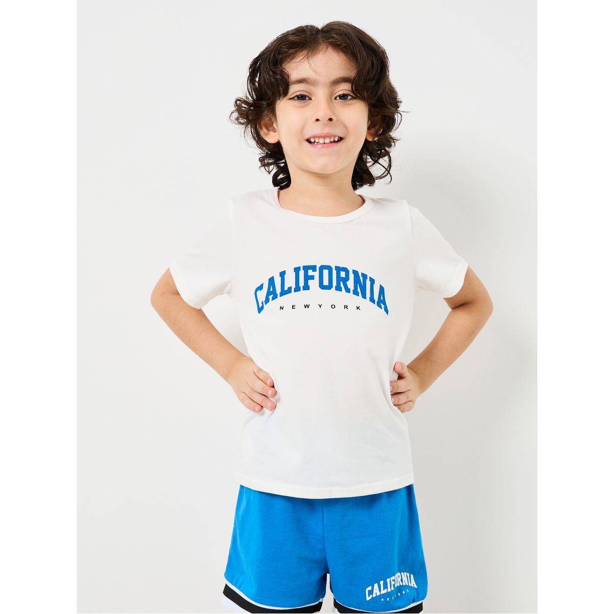 Styli Typo Graphic Print T-shirt and Short Set -boys-clothing-setsandcoords-image-2