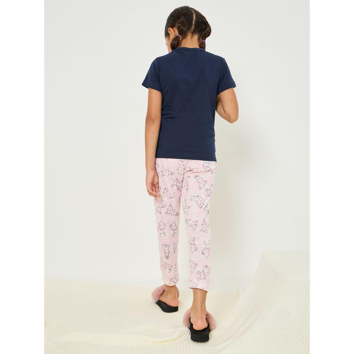 Styli Bunny Print T-Shirt & Pyjama Set-girls-clothing-nightwear-image-6