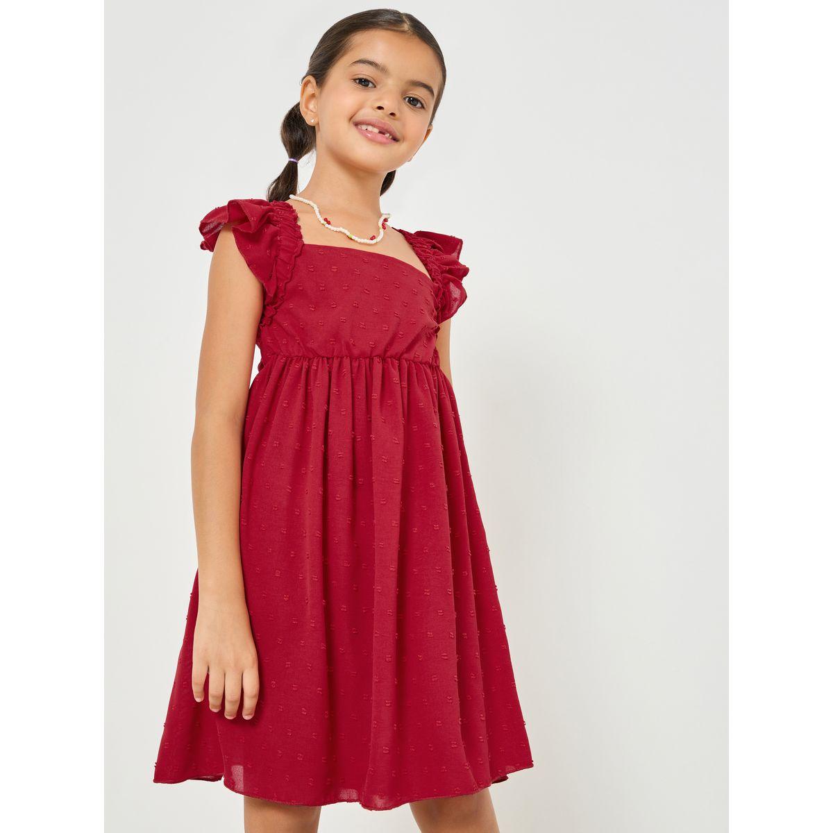 Styli Dobby Ruffle Trim Dress-girls-clothing-dressesandjumpsuits-image-1