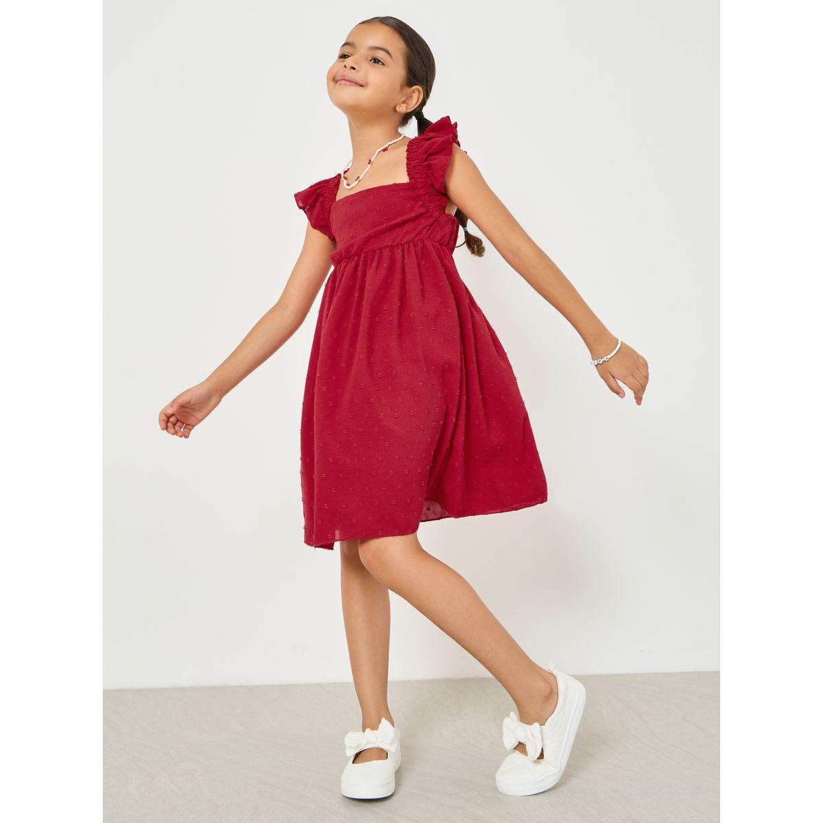 Styli Dobby Ruffle Trim Dress-girls-clothing-dressesandjumpsuits-image-2
