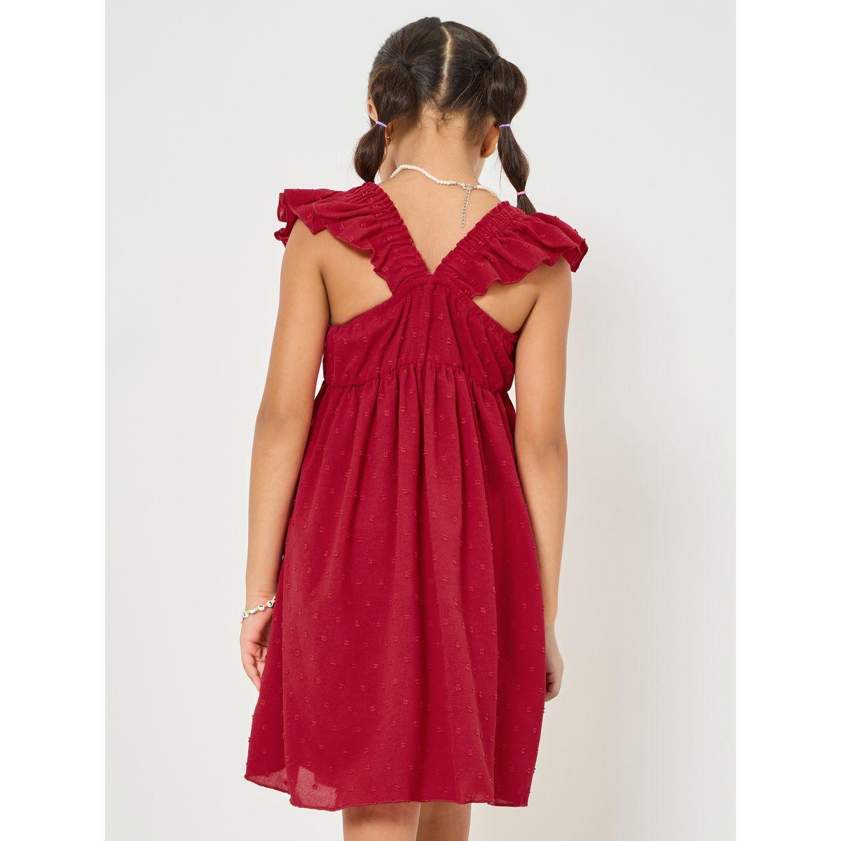 Styli Dobby Ruffle Trim Dress-girls-clothing-dressesandjumpsuits-image-4