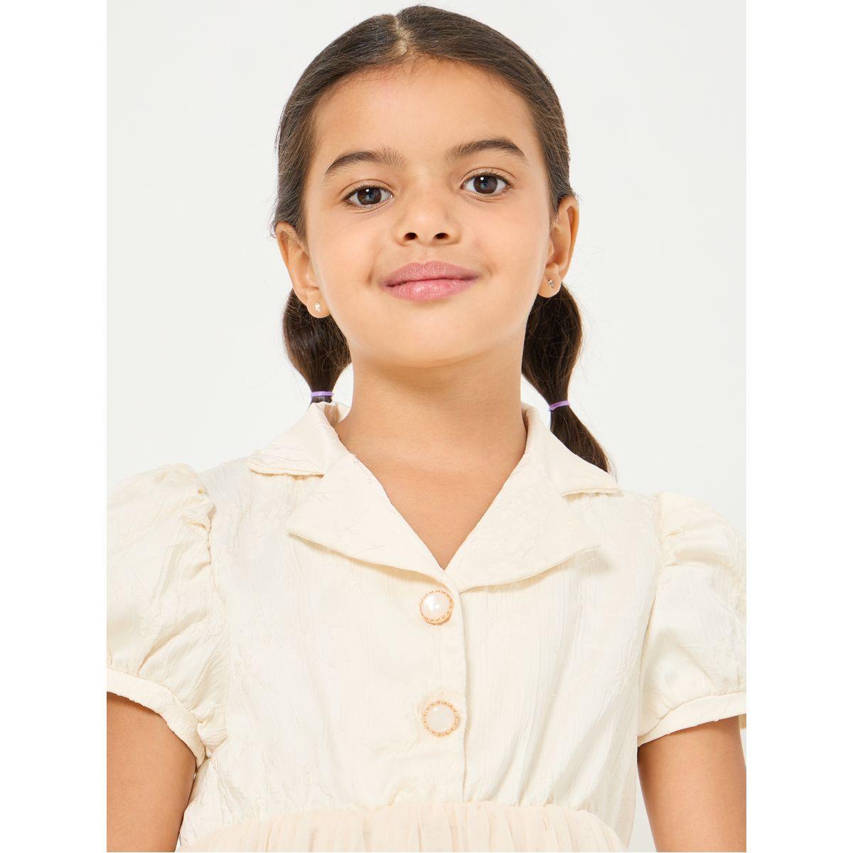 Styli Mesh Insert Button Front Dress-girls-clothing-dressesandjumpsuits-image-3