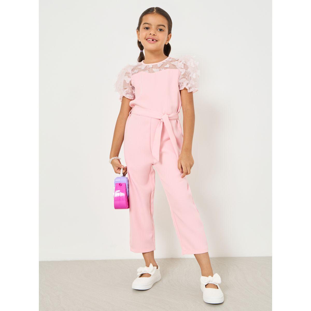 جمبسوت باكمام منفوشة وحزام-girls-clothing-rompers-image-1