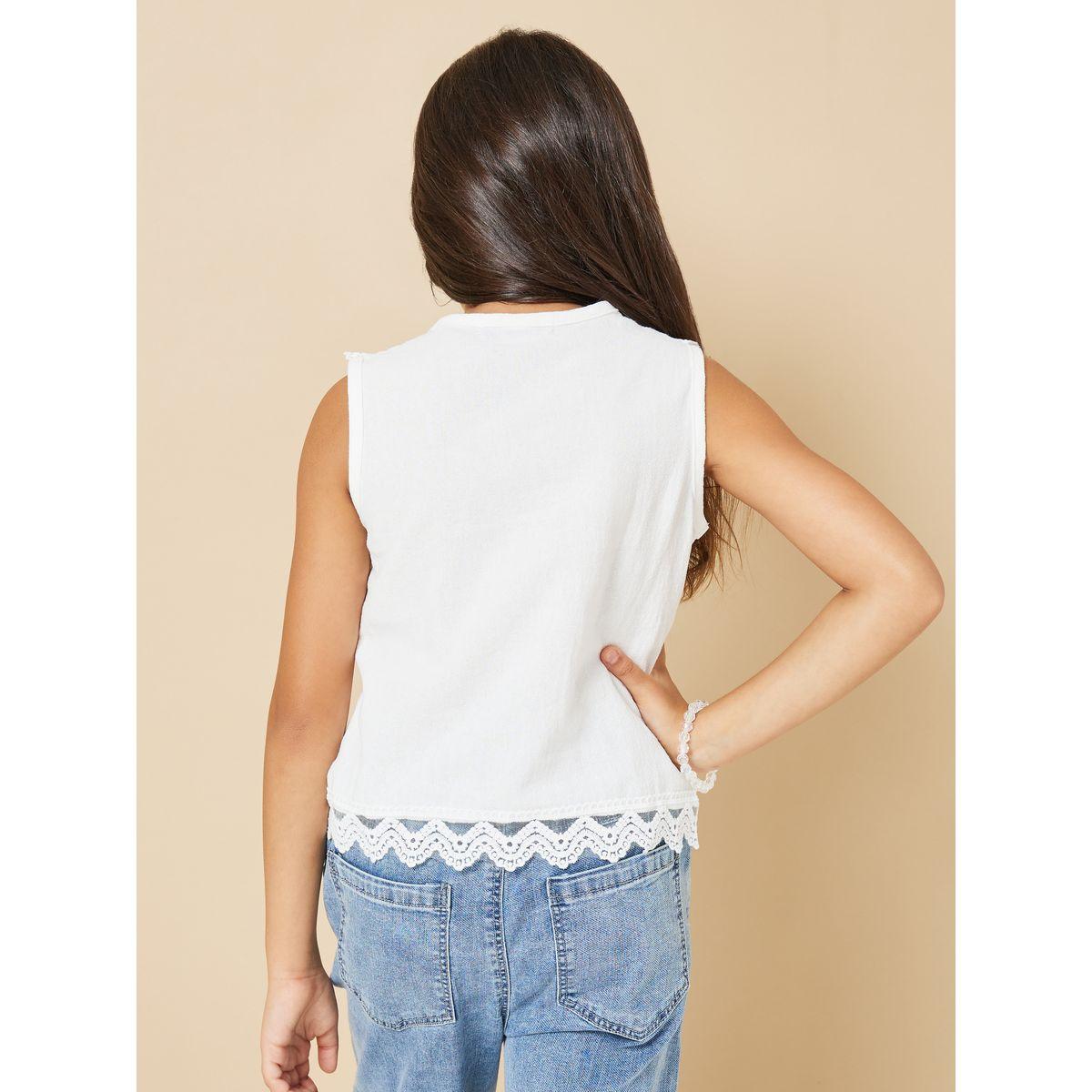 Styli Cotton Floral Embroidery Lace Trim Top-girls-clothing-blousesandshirts-image-5
