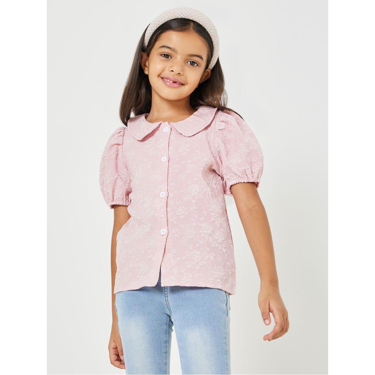 Styli Floral Embroidered Puff Sleeve Peter Pan Collar Top-girls-clothing-blousesandshirts-image-1