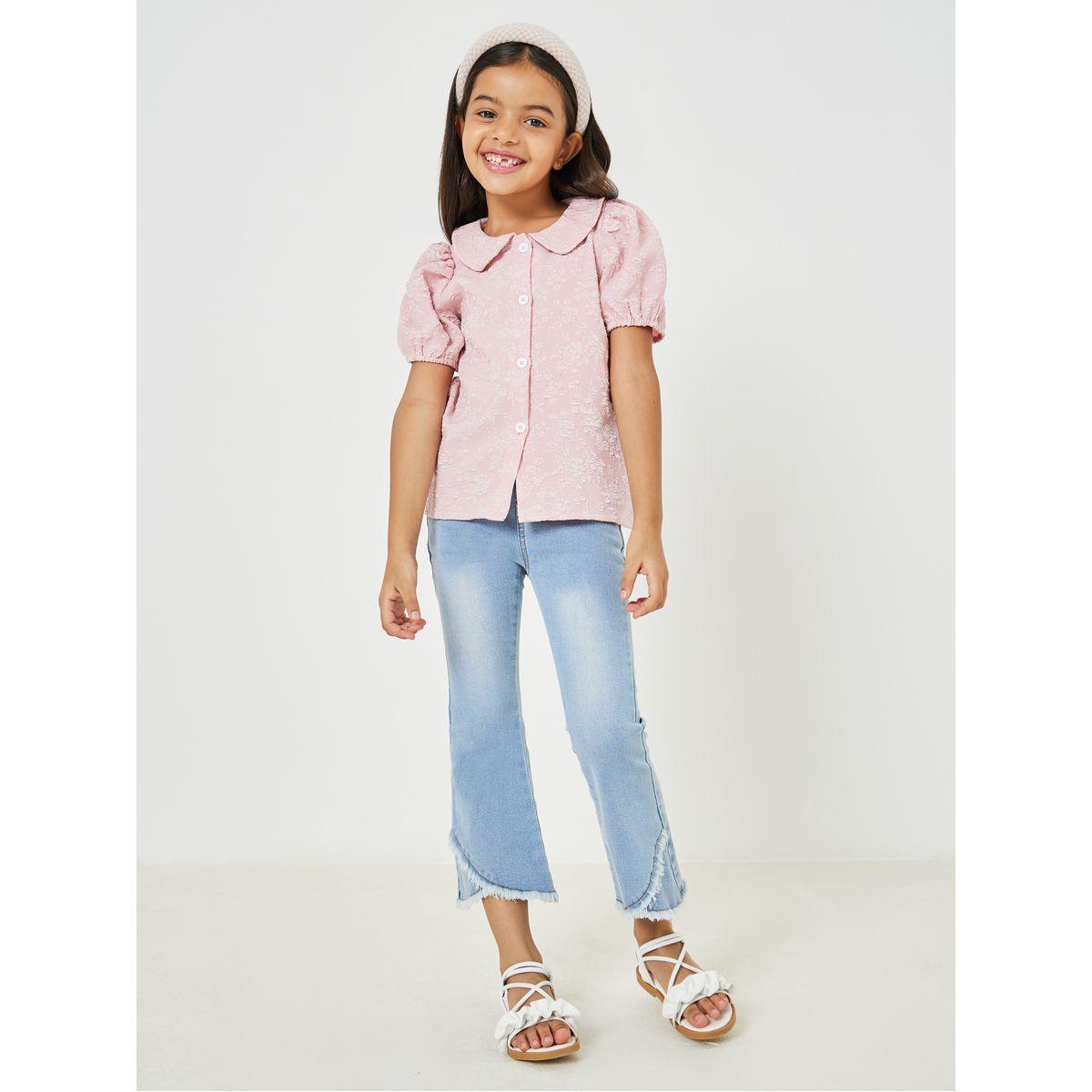 Styli Floral Embroidered Puff Sleeve Peter Pan Collar Top-girls-clothing-blousesandshirts-image-2
