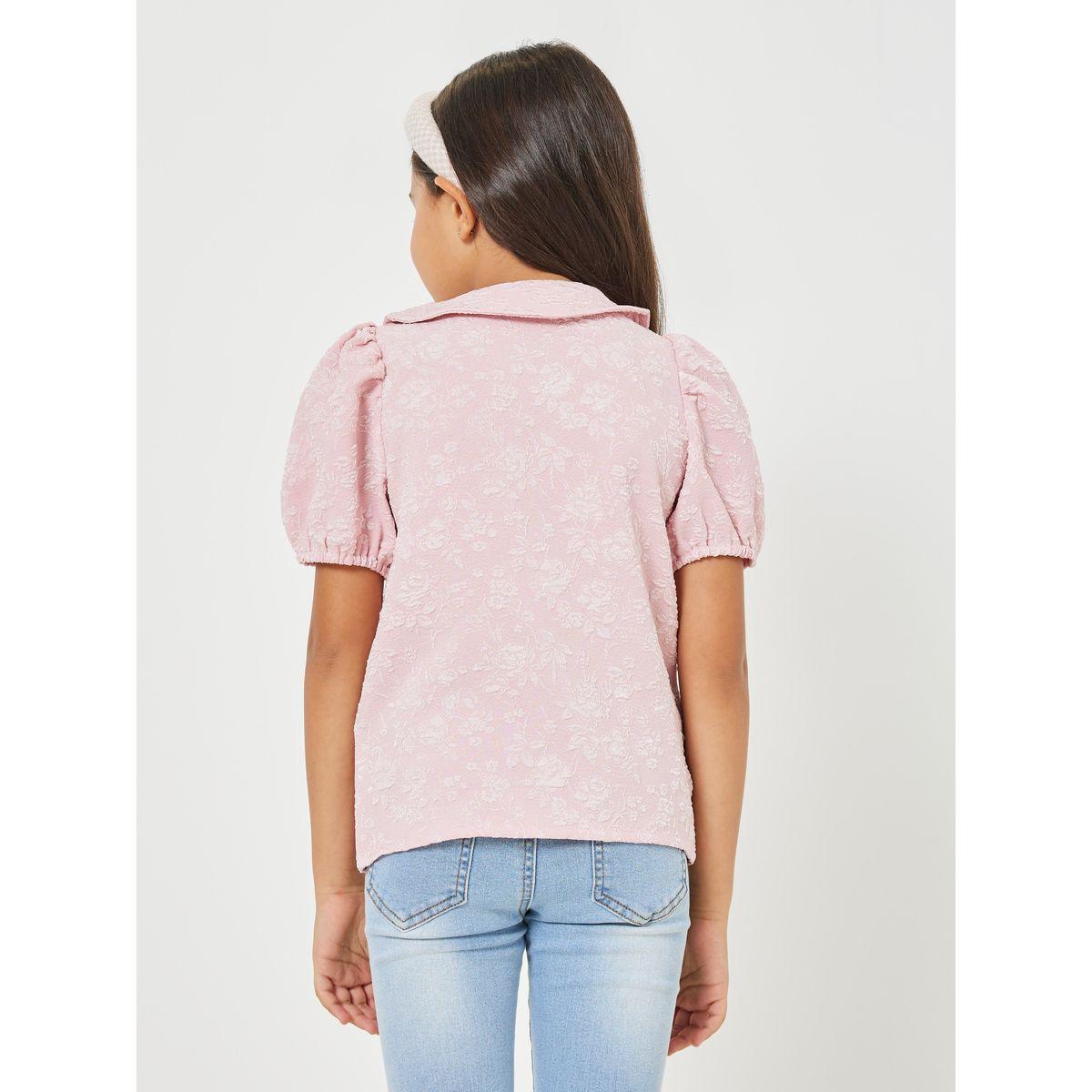 Styli Floral Embroidered Puff Sleeve Peter Pan Collar Top-girls-clothing-blousesandshirts-image-4