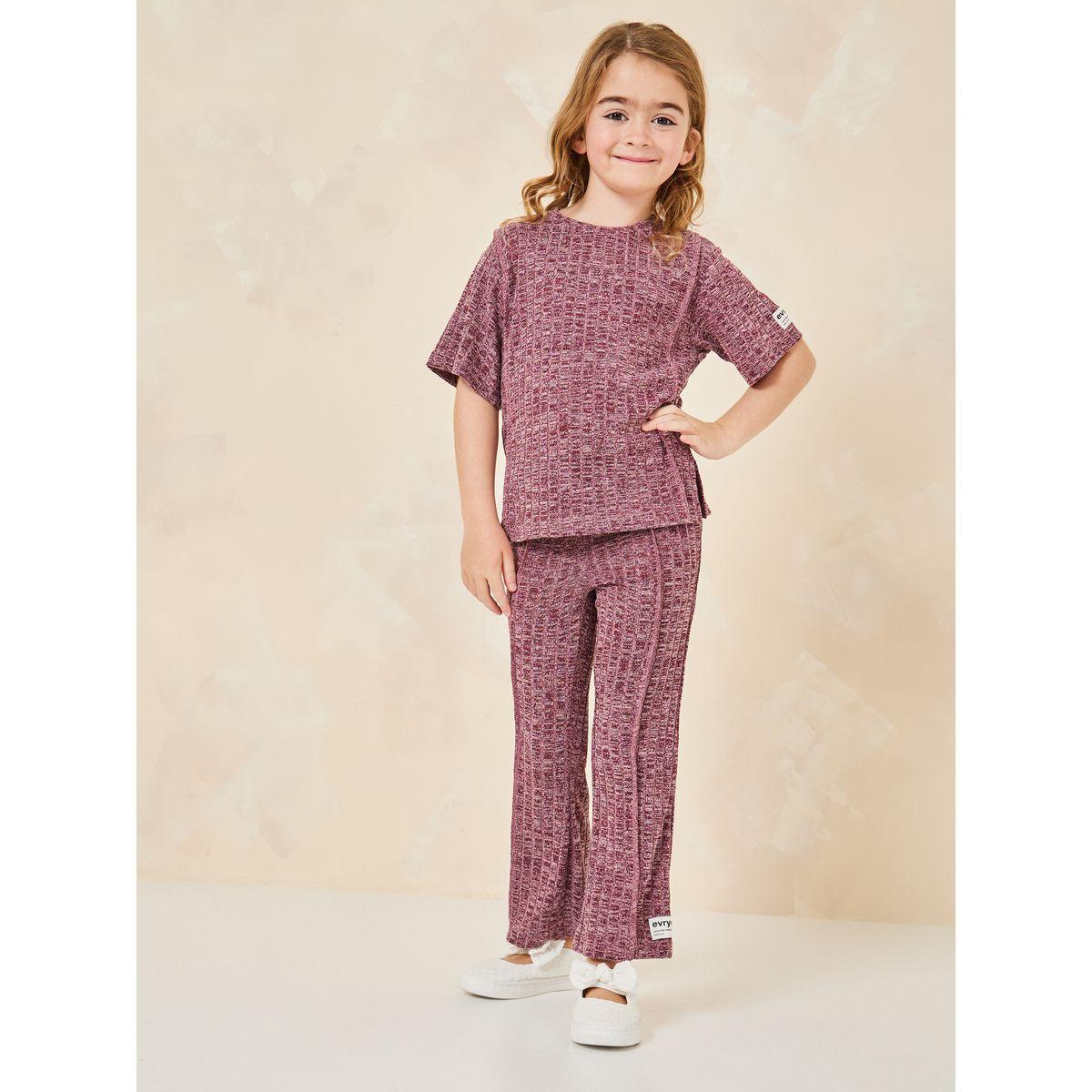 Styli Elevate Oversized Longline T-Shirt & Flare Pants Set-girls-clothing-setsandcoords-image-1