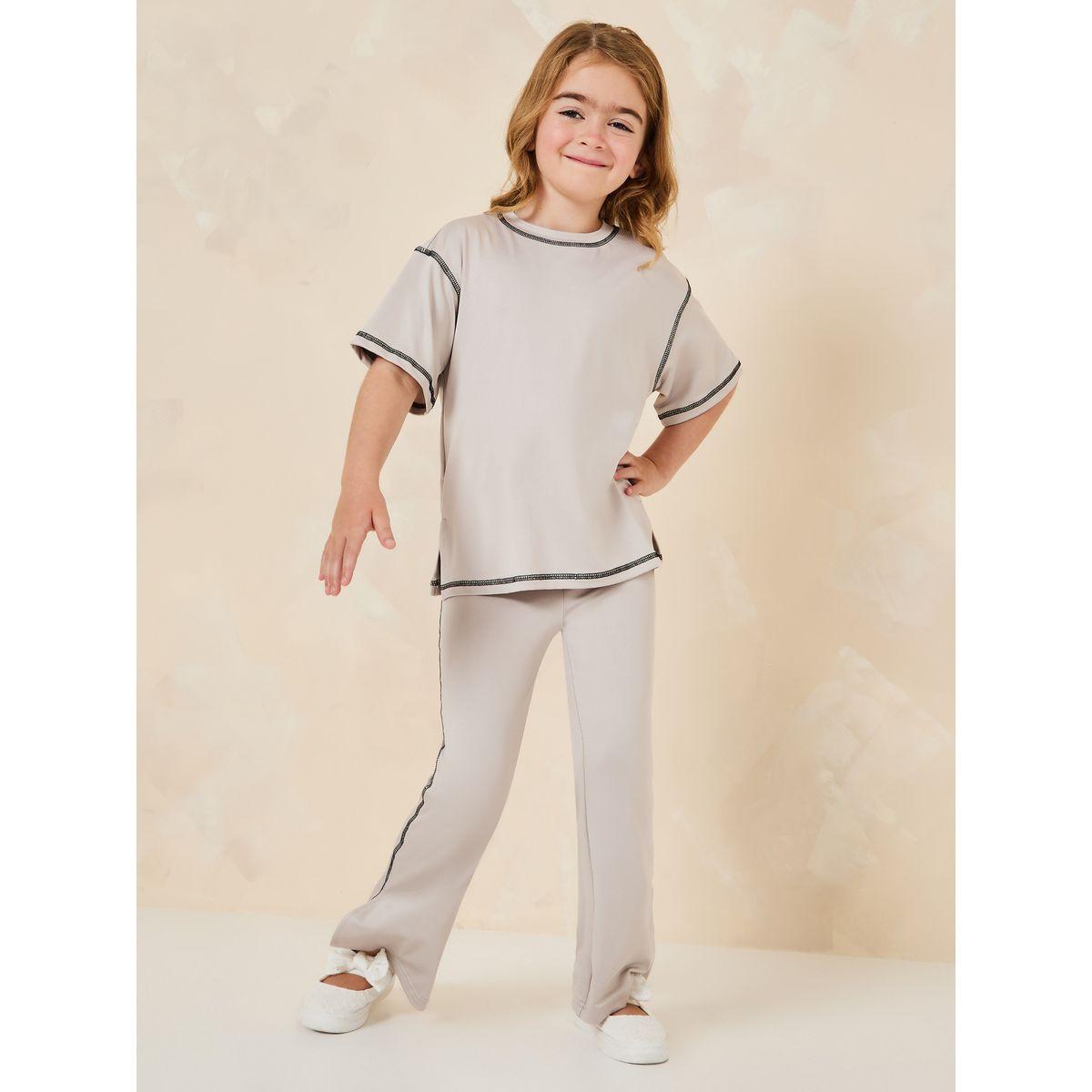 Styli Elevate Contrats Overlock Oversized T-Shirt & Slit Pants Set-girls-clothing-setsandcoords-image-1