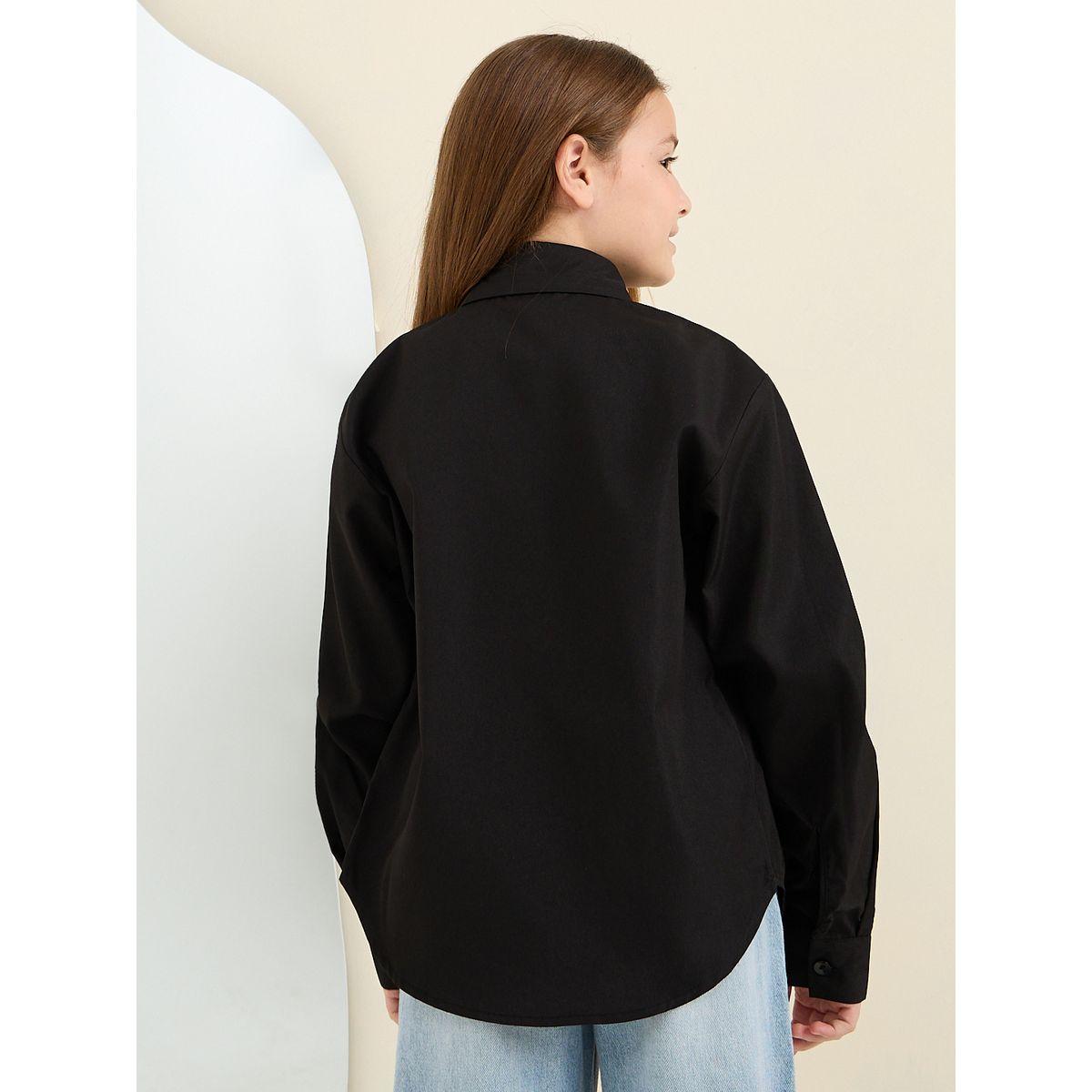 Styli Elevate Applique Badge Detail Oversized Shirt-girls-clothing-blousesandshirts-image-4