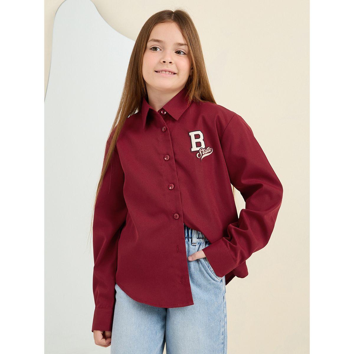 Styli Elevate Applique Badge Detail Oversized Shirt-girls-clothing-blousesandshirts-image-1