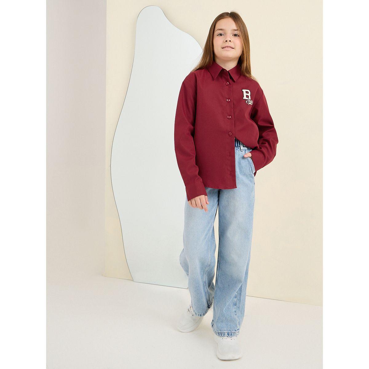 Styli Elevate Applique Badge Detail Oversized Shirt-girls-clothing-blousesandshirts-image-2