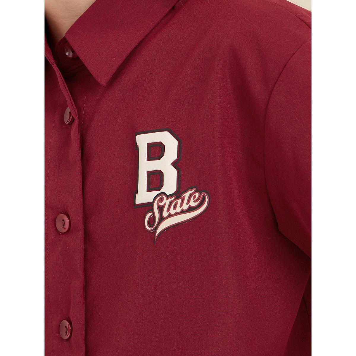 Styli Elevate Applique Badge Detail Oversized Shirt-girls-clothing-blousesandshirts-image-4