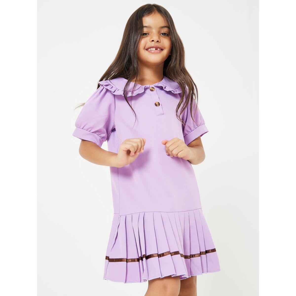 Styli Peter Pan Collar Pleated Hem Dress-girls-clothing-dressesandjumpsuits-image-1