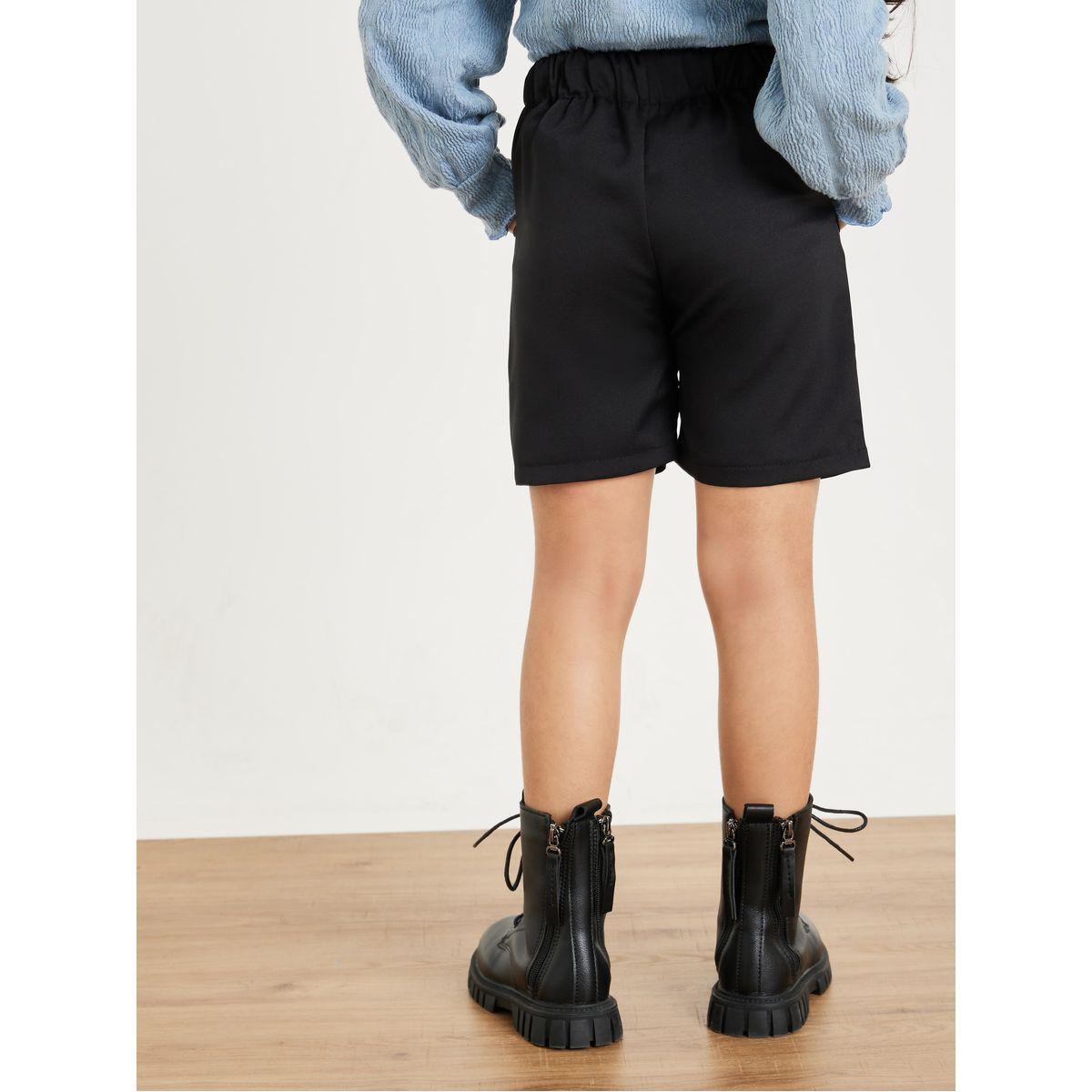 Styli Solid Button Detail High Waisted Shorts-girls-clothing-bottoms-shorts-image-4