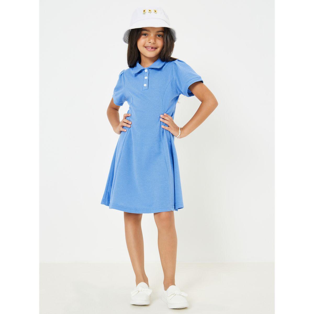 فستان بياقة بولو وكسرات-girls-clothing-dressesandjumpsuits-image-2