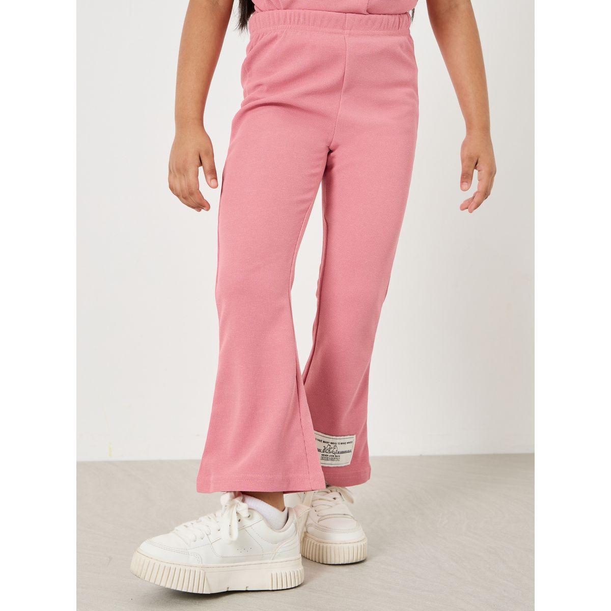 Styli Slogan Patch Detail Drop Shoulder T-shirt & Flared Pants Set-girls-clothing-setsandcoords-image-5