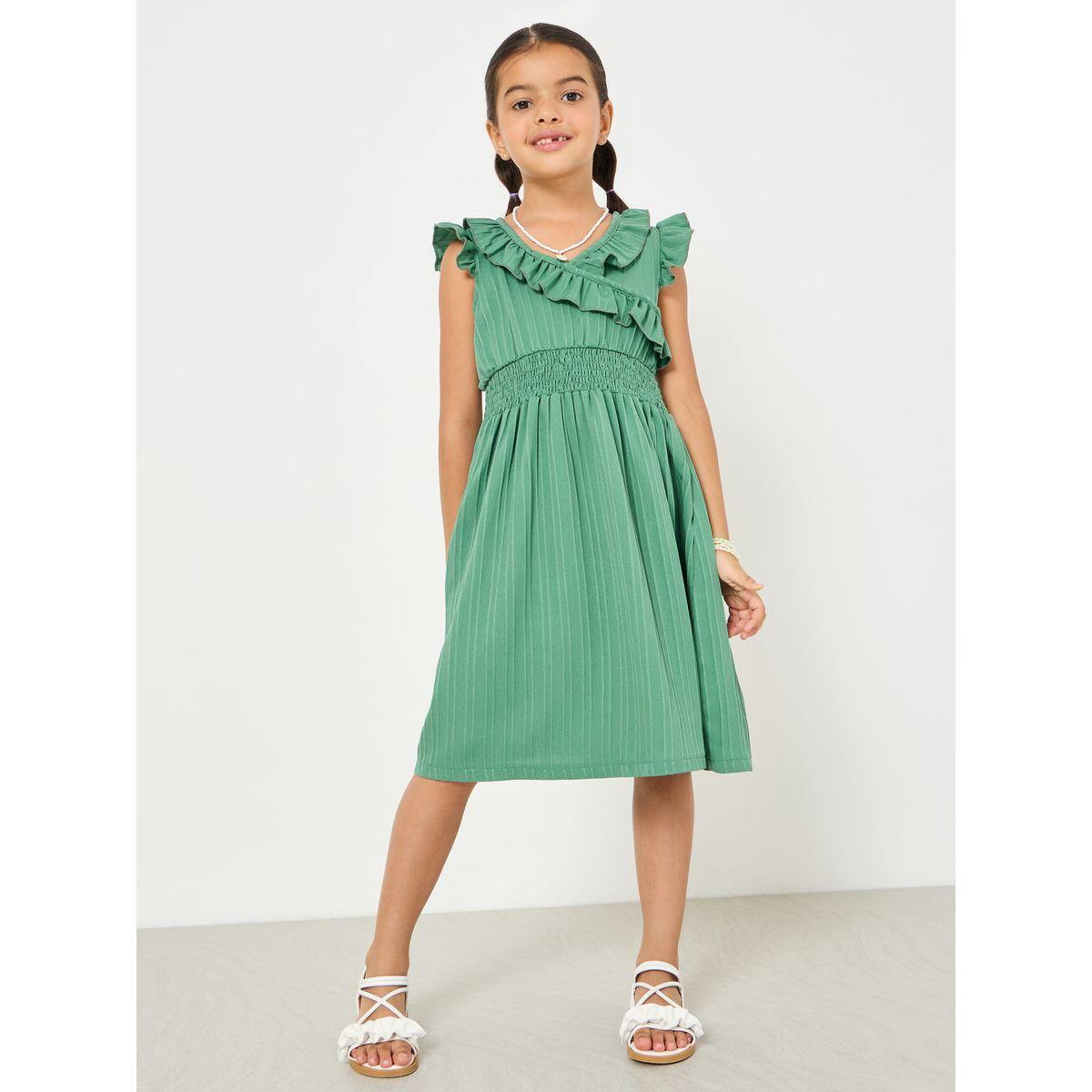 Styli Ruffle Trim Textured Dress-girls-clothing-dressesandjumpsuits-image-2